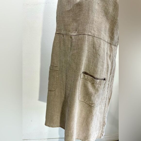Flax Linen dress casual Summer flare Classic brown Closet Staple Women’s S - Picture 4 of 6